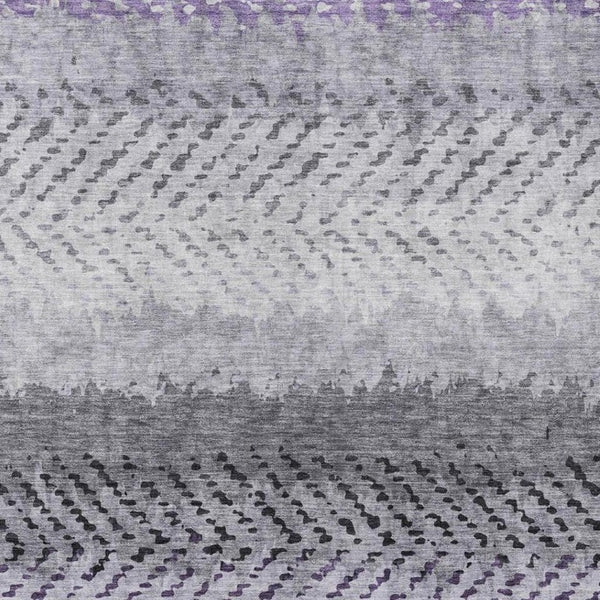 10 X 14 Striped Plum Purple Washable Polyester Indoor Outdoor Rug for Patio