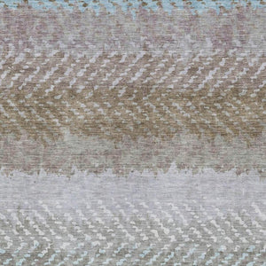 5 X 8 Ivory Taupe Stripe Polyester Area Rug Washable Indoor Outdoor Pet Friendly