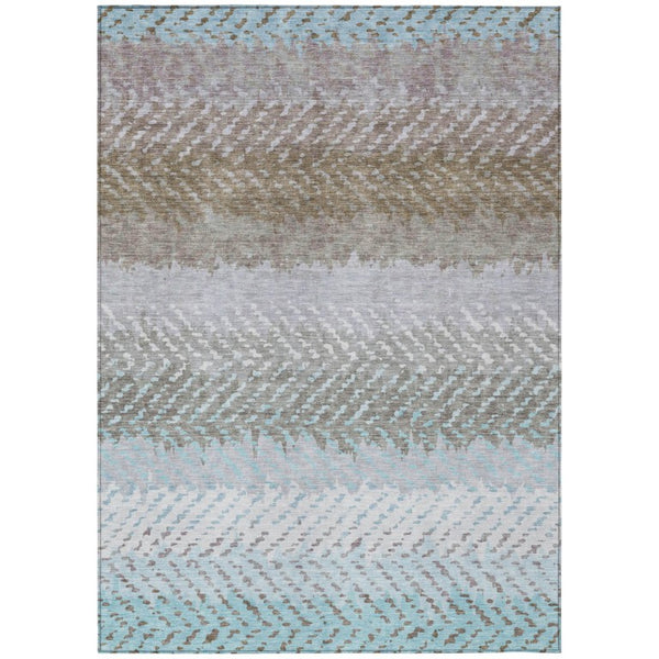 HomeRoots 10 X 14 Washable Striped Polyester Area Rug for Indoor Outdoor Patio Living 739738