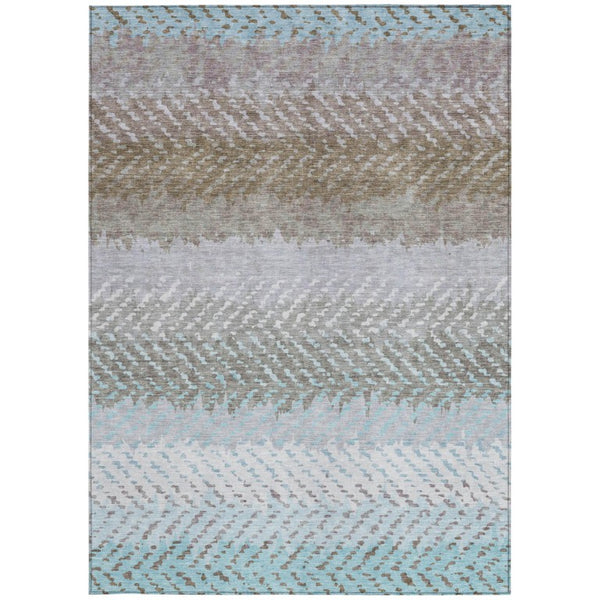 10 X 14 Washable Striped Polyester Area Rug for Indoor Outdoor Patio Living