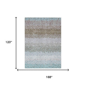 10 X 14 Washable Striped Polyester Area Rug for Indoor Outdoor Patio Living