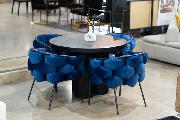 VIG Furniture Debra Velvet Upholstered Seat With Semi-Spherical Back And Black Metal Frame — Plush, Modern Comfort Blue Dining Chair VGVCB202-BLU