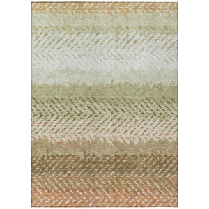 HomeRoots 5 X 8 Sage Green Striped Polyester Area Rug Washable for Patio Porch or Living Room 739740