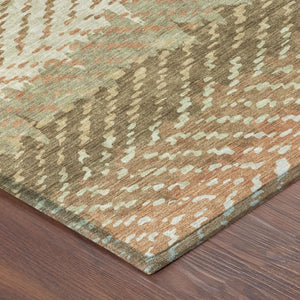 5 X 8 Sage Green Striped Polyester Area Rug Washable for Patio Porch or Living Room