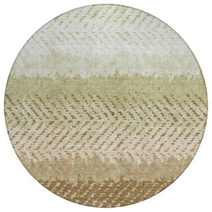 HomeRoots 8 Foot Round Striped Polyester Area Rug Washable for Patio Porch and Family Room 739741
