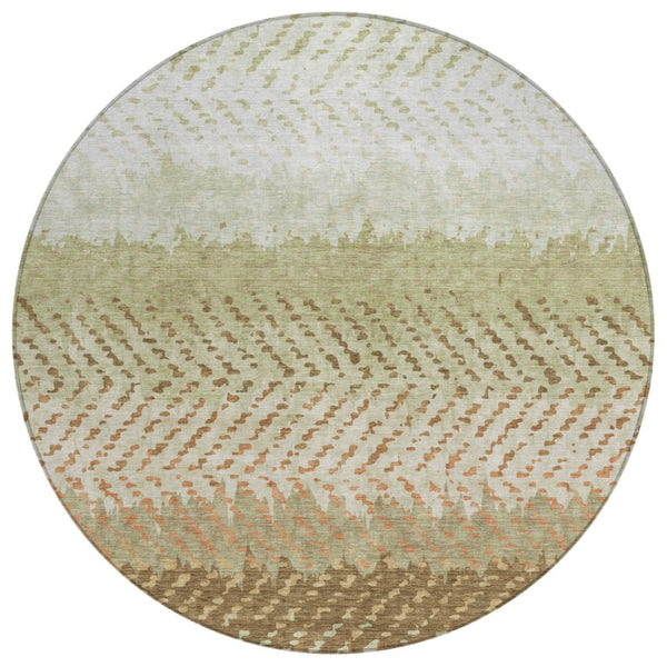 HomeRoots 8 Foot Round Striped Polyester Area Rug Washable for Patio Porch and Family Room 739741