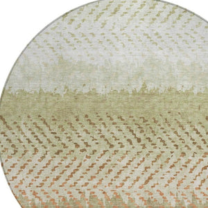 8 Foot Round Striped Polyester Area Rug Washable for Patio Porch and Family Room