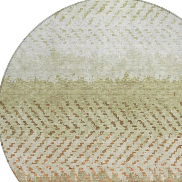 8 Foot Round Striped Polyester Area Rug Washable for Patio Porch and Family Room