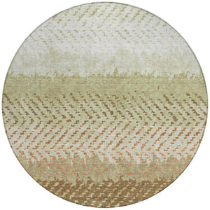 8 Foot Round Striped Polyester Area Rug Washable for Patio Porch and Family Room