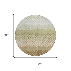 8 Foot Round Striped Polyester Area Rug Washable for Patio Porch and Family Room
