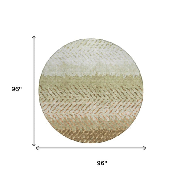 8 Foot Round Striped Polyester Area Rug Washable for Patio Porch and Family Room