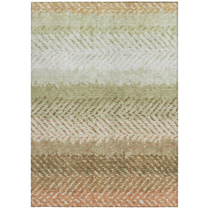 10 Ft X 14 Ft Sage Striped Polyester Area Rug Washable for Indoor Outdoor Use