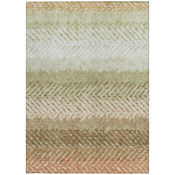 10 Ft X 14 Ft Sage Striped Polyester Area Rug Washable for Indoor Outdoor Use