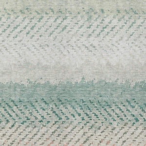 5 X 8 Striped Turquoise Polyester Area Rug Washable for Patio Porch or Living Room