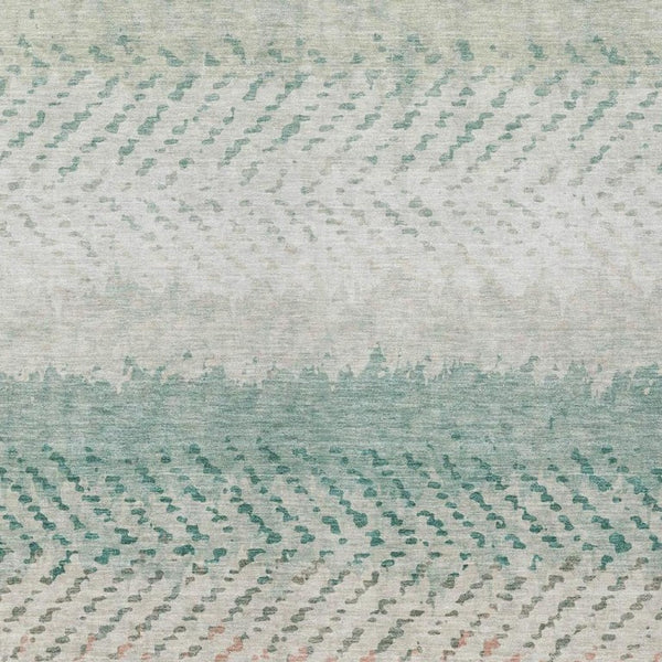 5 X 8 Striped Turquoise Polyester Area Rug Washable for Patio Porch or Living Room