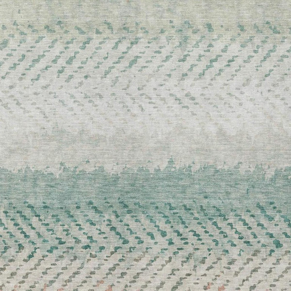 8 X 10 Striped Turquoise Teal Polyester Washable Rug for Patio Porch or Living Room