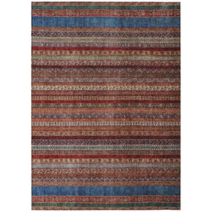 HomeRoots 10 Ft Striped Washable Polyester Area Rug for Patio Porch Living Room and High Traffic Zones 739762