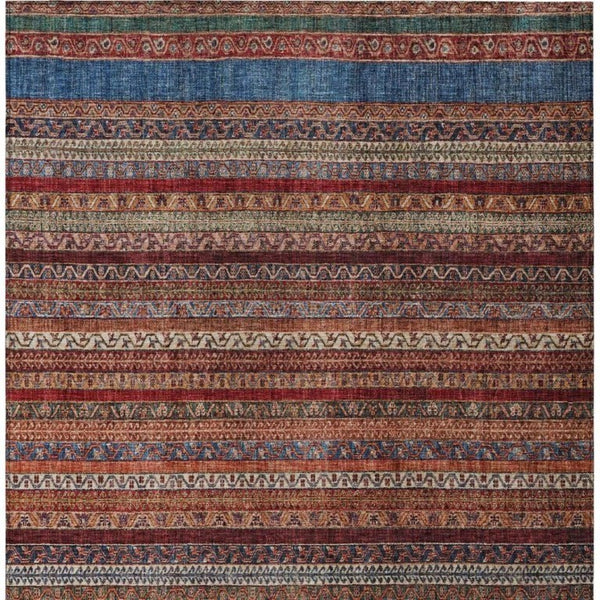 10 Ft Striped Washable Polyester Area Rug for Patio Porch Living Room and High Traffic Zones