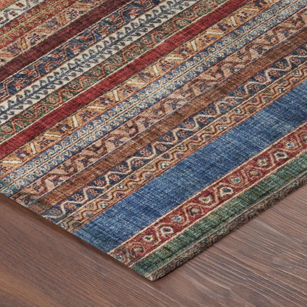 10 Ft Striped Washable Polyester Area Rug for Patio Porch Living Room and High Traffic Zones