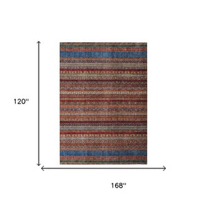 10 Ft Striped Washable Polyester Area Rug for Patio Porch Living Room and High Traffic Zones
