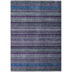 HomeRoots 9 X 12 Striped Polyester Area Rug Washable Stain Resistant Patio Porch Living Room 739767