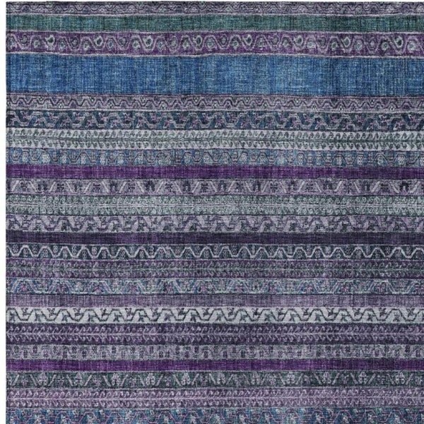9 X 12 Striped Polyester Area Rug Washable Stain Resistant Patio Porch Living Room