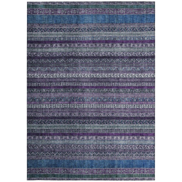 9 X 12 Striped Polyester Area Rug Washable Stain Resistant Patio Porch Living Room