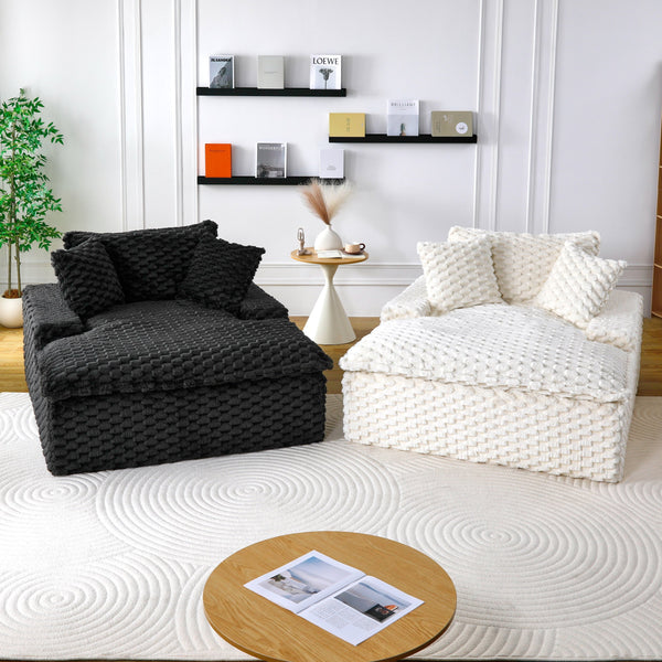 English Elm 51 Compact Comfort Sofa with Turtle Fleece, Sponge Support, Two Pillows, 400lb Capacity for Small Spaces White W3371P326404