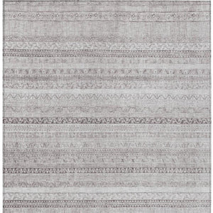 5 X 8 Beige Brown Stripe Polyester Area Rug Washable Stain Resistant Indoor Outdoor