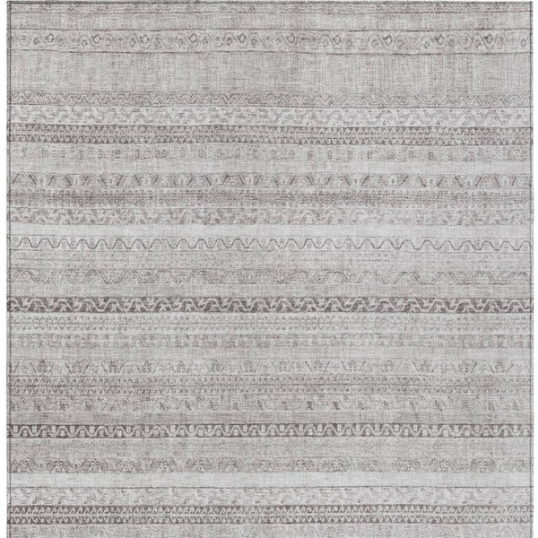 5 X 8 Beige Brown Stripe Polyester Area Rug Washable Stain Resistant Indoor Outdoor