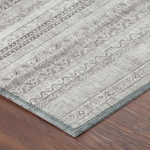 8 Ft Round Striped Polyester Area Rug Washable Indoor Outdoor Patio Beige Brown