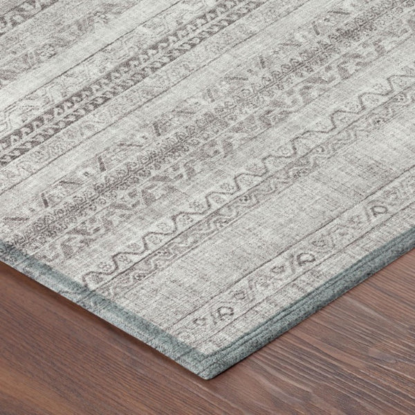 8 Ft Round Striped Polyester Area Rug Washable Indoor Outdoor Patio Beige Brown
