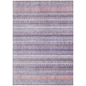 5 X 8 Lavender Striped Washable Polyester Rug for Patio Porch or Living Room