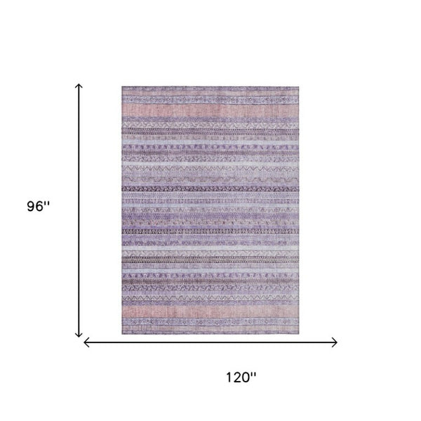 8 X 10 Striped Washable Polyester Area Rug for Patio Porch Living Room and Pets