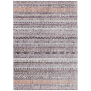 HomeRoots 5 X 8 Mauve Pink Stripe Washable Polyester Area Rug for Indoor Outdoor Use 739788