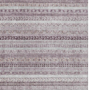 5 X 8 Mauve Pink Stripe Washable Polyester Area Rug for Indoor Outdoor Use