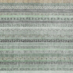 8 X 10 Mint Striped Polyester Area Rug Washable Stain Resistant Indoor Outdoor Use