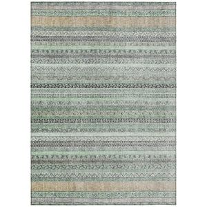 HomeRoots 9 X 12 Striped Mint Polyester Area Rug Washable Stain Resistant Indoor Outdoor 739797