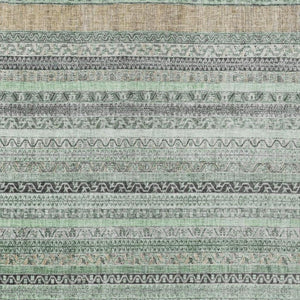 9 X 12 Striped Mint Polyester Area Rug Washable Stain Resistant Indoor Outdoor