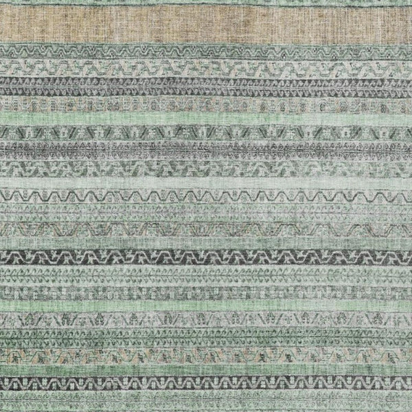 9 X 12 Striped Mint Polyester Area Rug Washable Stain Resistant Indoor Outdoor