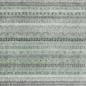 10 X 14 Striped Mint Polyester Area Rug Washable Stain Resistant Indoor Outdoor