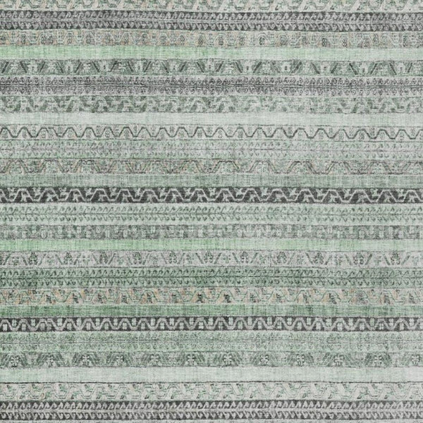 10 X 14 Striped Mint Polyester Area Rug Washable Stain Resistant Indoor Outdoor