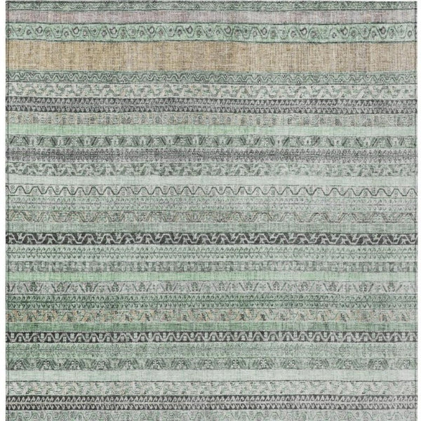 10 X 14 Striped Mint Polyester Area Rug Washable Stain Resistant Indoor Outdoor