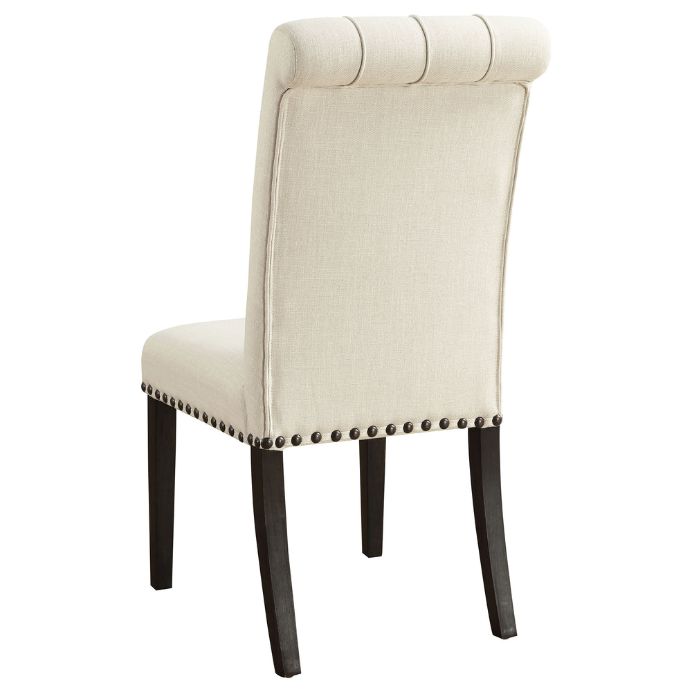 English Elm 2pc Plush Button-Tufted High Back Dining Chairs with Rolled Top, Nailhead Trim and Tapered Legs Beige,Carbon Black 42.5 L x 13 W x 19.25 H B011P311396