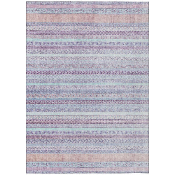 HomeRoots 9 X 12 Striped Polyester Washable Indoor Outdoor Rug for Patio Porch and Living Room 739803