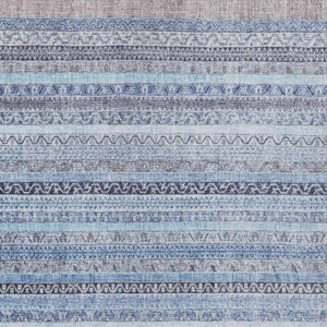 5x8 Sky Blue Stripe Polyester Area Rug Washable Stain Resistant Indoor Outdoor Use