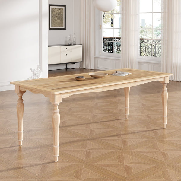 English Elm Topmax Farmhouse Extendable Dining Table Seats 8 Acacia Veneer Turned Leg Design N717P170406A