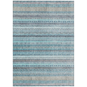 HomeRoots 8 X 10 Striped Washable Polyester Area Rug for Patio Porch and High Traffic Spaces 739814