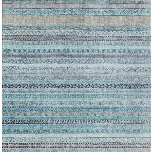 8 X 10 Striped Washable Polyester Area Rug for Patio Porch and High Traffic Spaces