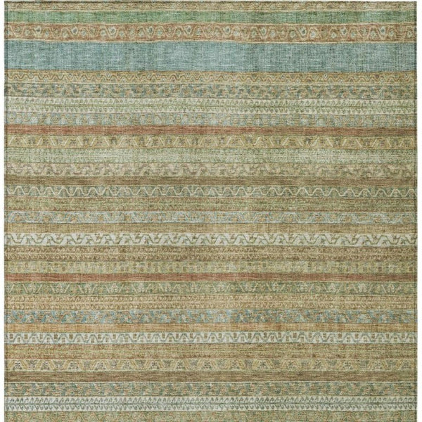 5x8 Wheat Gold Stripe Washable Polyester Area Rug for Patio Porch or Living Room